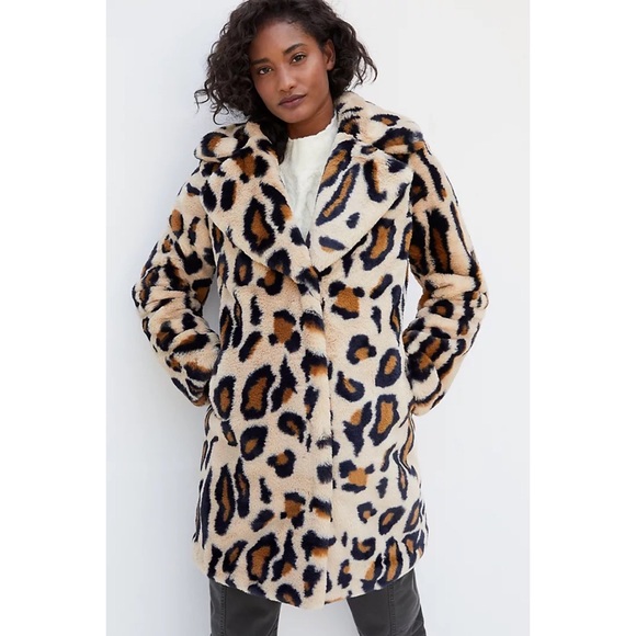 Anthropologie x Sanctuary Collins Leopard Faux Fur Coat Size S - Picture 2 of 7